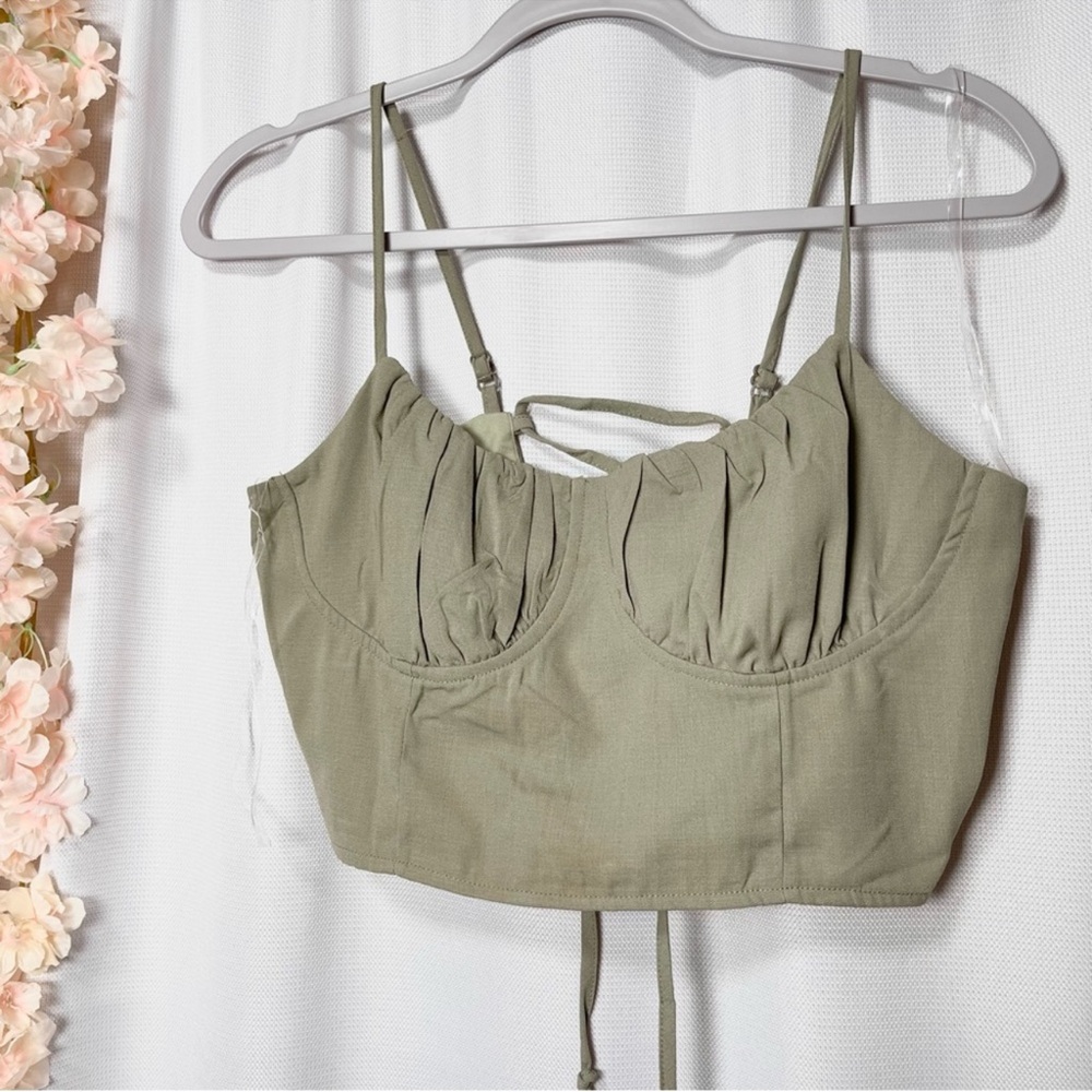 Tilly's Paper moon corset crop top sage green medium